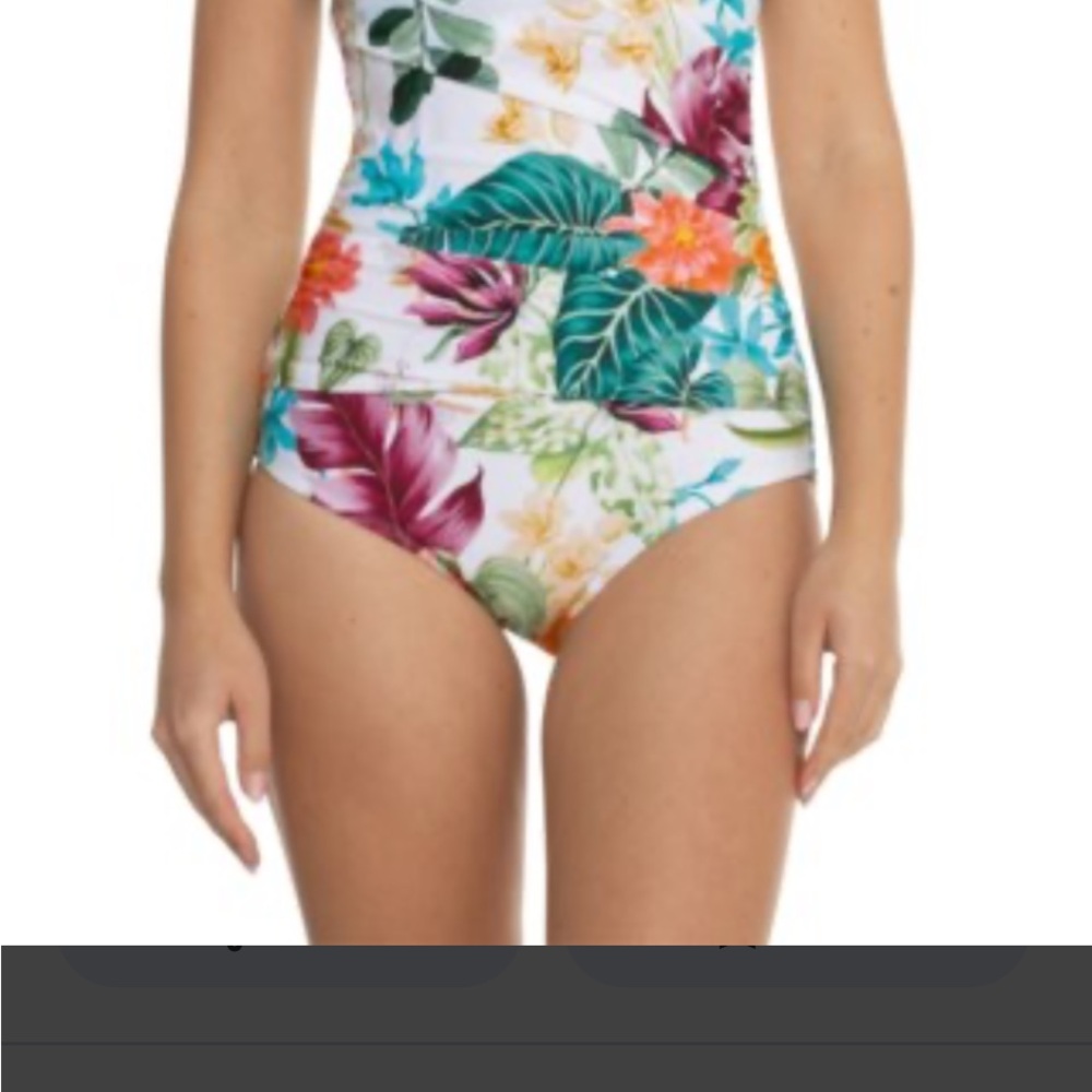 New Jantzen woman One-Piece Swimsuit in White with Tropical Floral Print size 12 - Picture 6 of 15